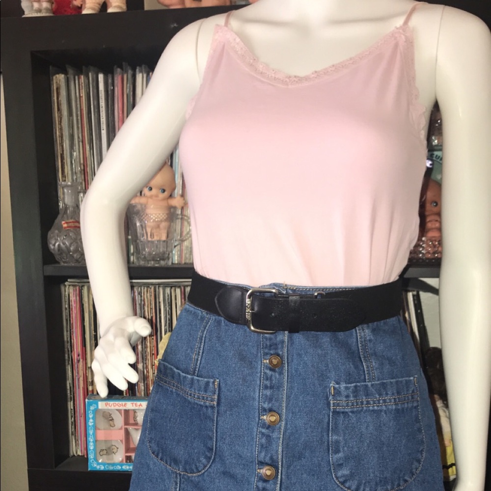 Forever 21 Large jean button up skirt & pink cami